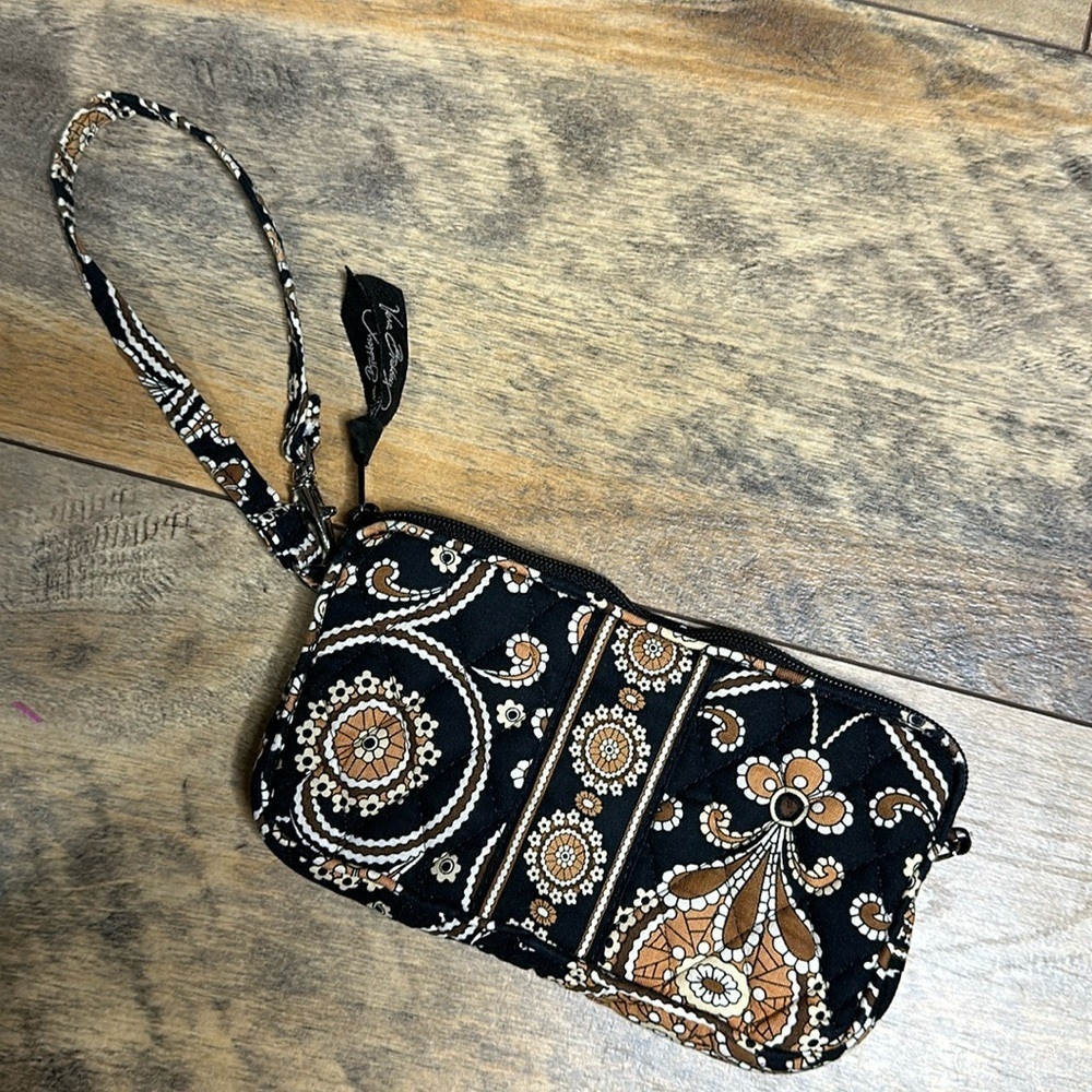 VERA BRADLEY Caffe Latte (Retired 2000) Quilted Wristlet, EUC